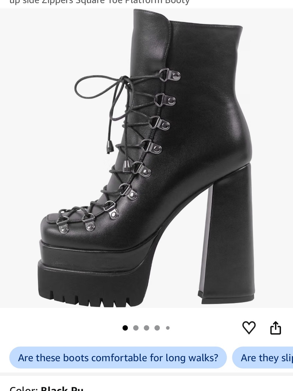 Black Lace-Up Platform Ankle Boots - Women